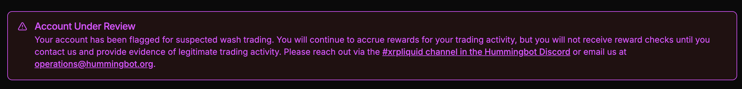 Frozen User Notification